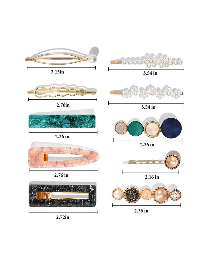 20 Pcs Macaron Pearl Acrylic Resin Hair Clips Set, Boho Fancy Hairpin Cute Hair Barrettes Bobby Pins Accessories Headwear Styling Tools for Women Girls Decorative Wedding - Image 2